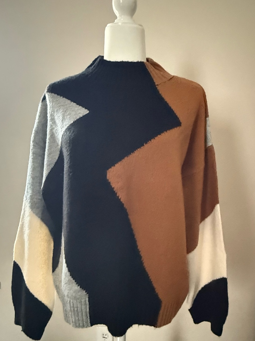 Lush Colorblock Mock Neck Sweater β Medium NWT